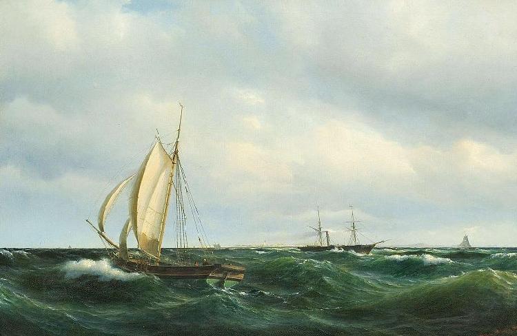 Vilhelm Melbye Stormfuld Eftermiddag i Skagerak oil painting picture